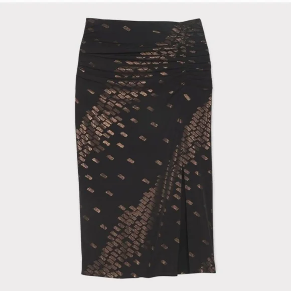 NWT White House Black Market Metallic Foil Print Midi Pencil Skirt XS - Picture 8 of 8